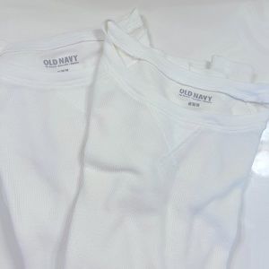 2 white Old Navy long sleeve waffle knit thermal, gently worn. Sold together